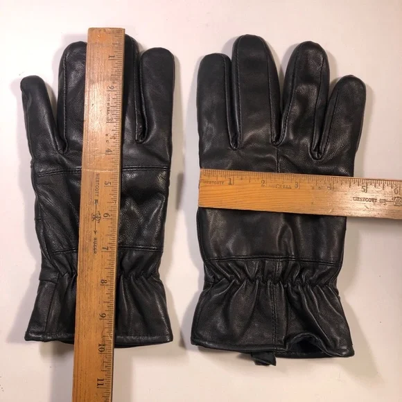 Mens Black Leather Winter Gloves - Picture 5 of 5